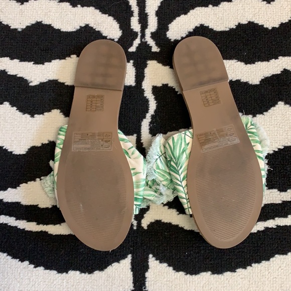 Forever 21 Tropical Palm Print Bow Front Slide Sandals Size 9 - Picture 6 of 7